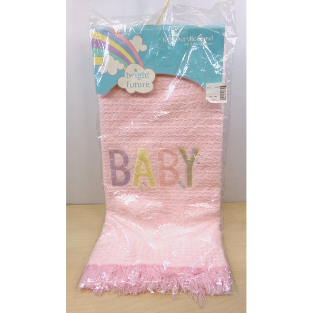 Bright‎ Future by JC Penney Pink Baby 100% Acrylic Shawl Blanket 36" x 50" New